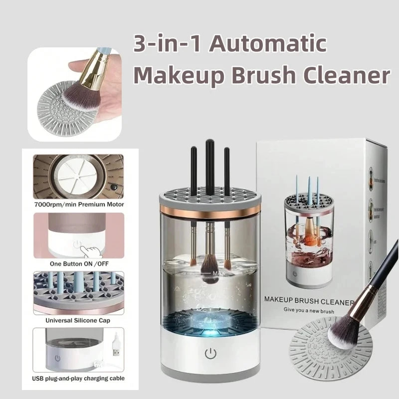 3 In 1 Electric Makeup Brush Cleaner - Brush Washer & Quick Dry Tool